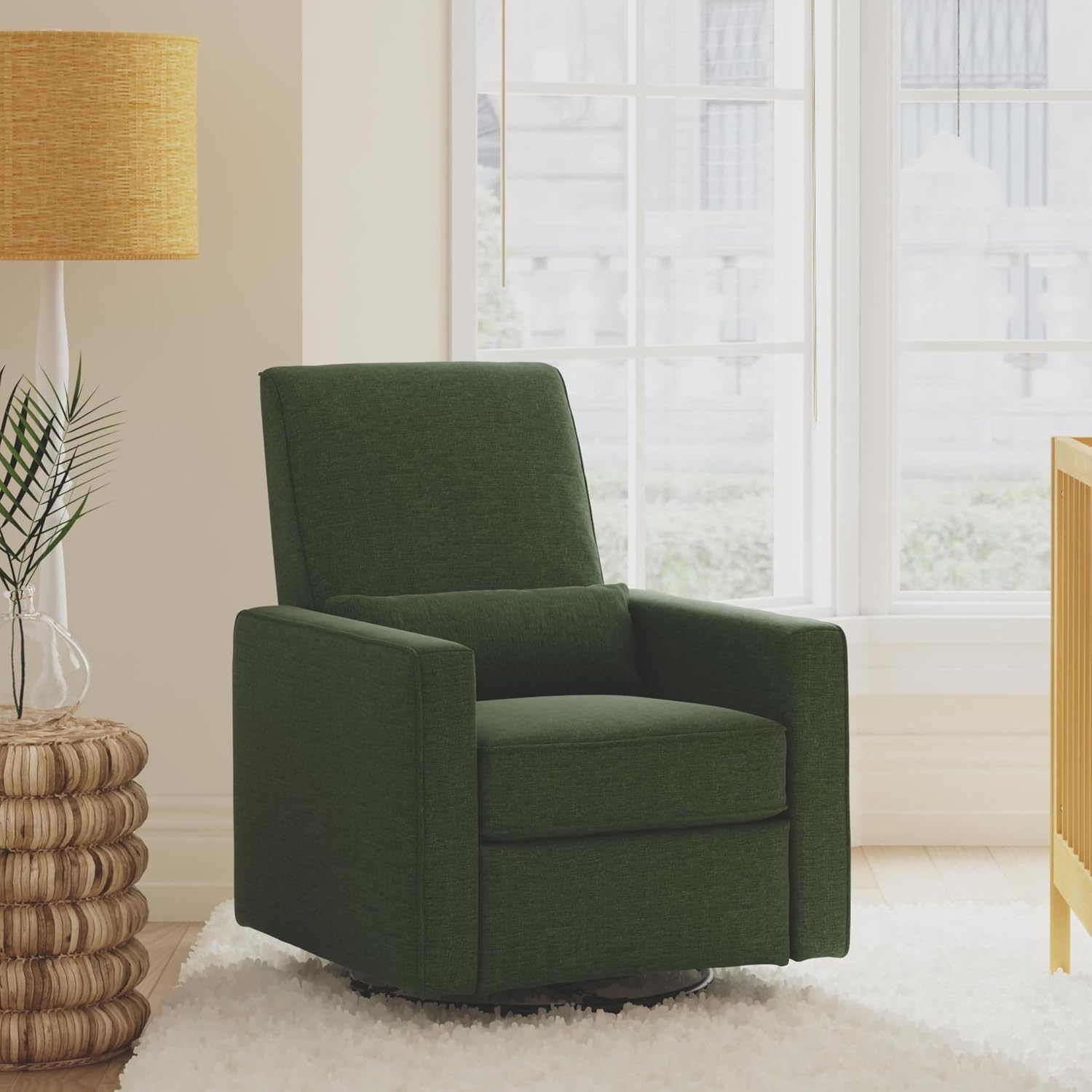 Davinci Piper Upholstered Recliner and Swivel Glider in Pine Green, Greenguard Gold & CertiPUR-US Certified