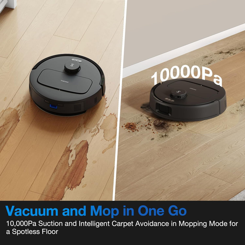 ECOVACS DEEBOT N20e Plus Robot Vacuum and Mop, 10000Pa Suction, Self-Emptying Bagless Base, Tangle-Free for Pet Hair, Smart Mapping, 300 Min Runtime, Alexa, Hardwood/Carpet/Tile