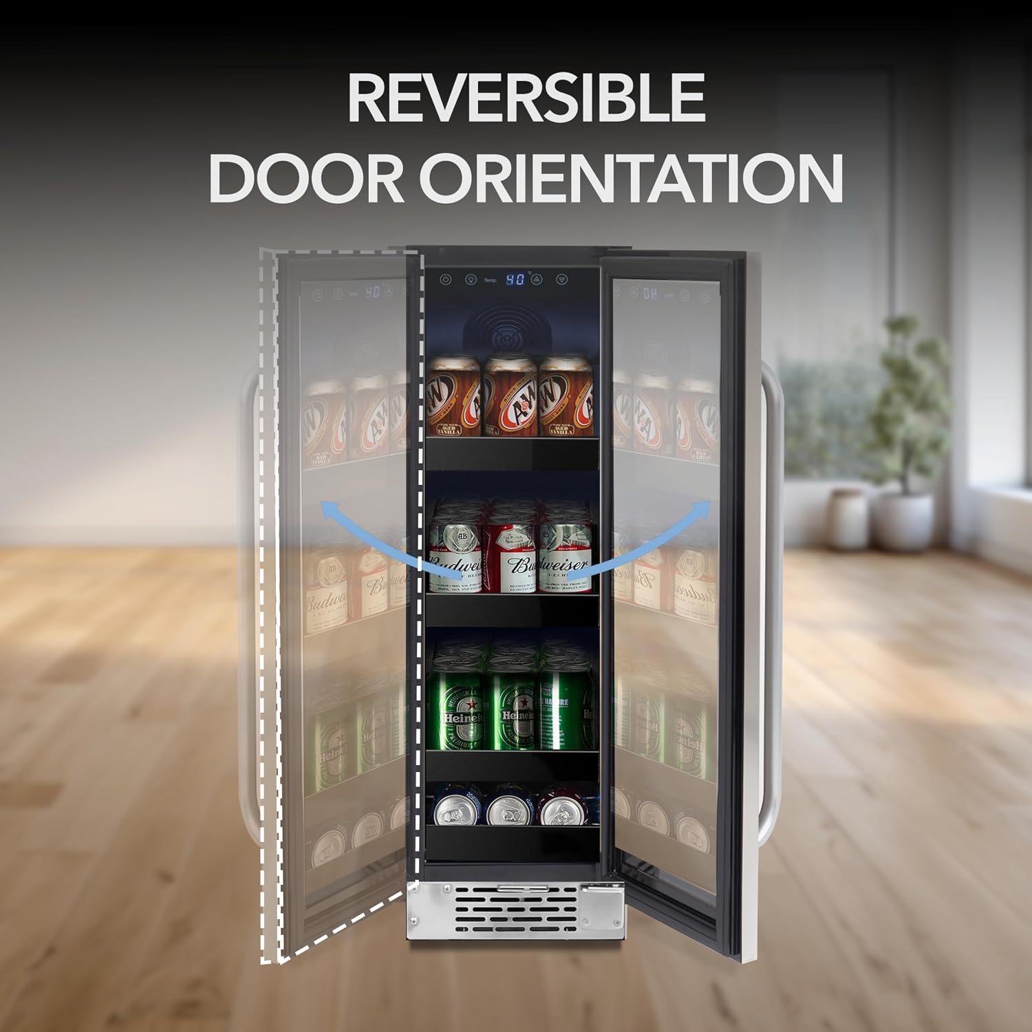 Whynter BBR-638SB Built-in Under Counter 12 inch Beverage Refrigerator and Cooler, Fridge with Glass Door, 2.0 Cubic Feet, Stainless, 75 Capacity