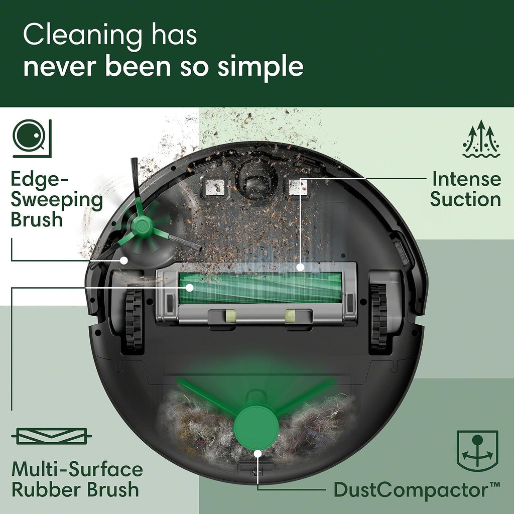 iRobot Roomba 205 DustCompactor Vac Robot Vacuum - Compacts Dirt Inside, No Emptying for 60 Days, Space Saving, No Dock Needed, Bagless, Intense Power-Lifting Suction, LiDAR Navigation, Multi-Surface