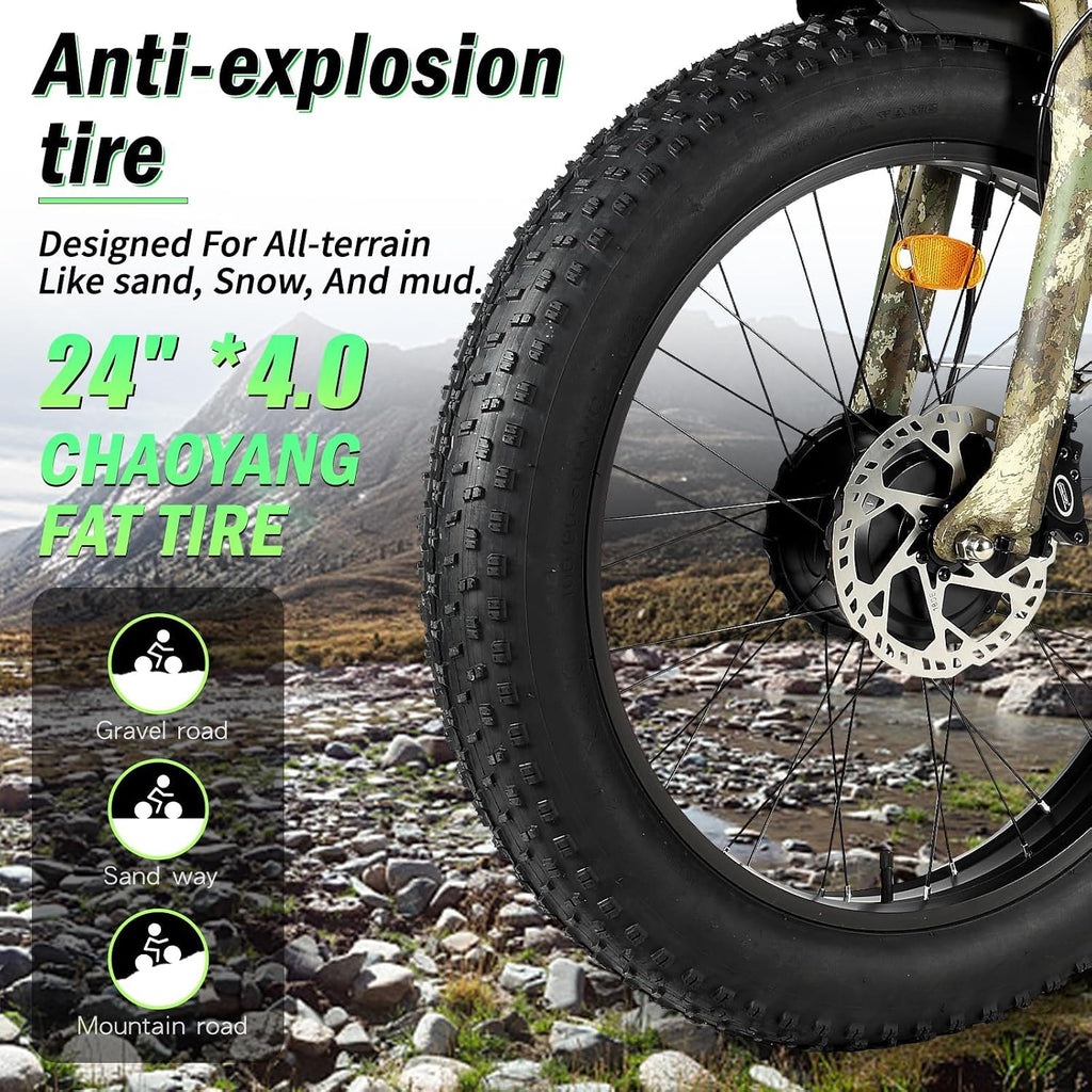 Electric Bike for Adults, 5000𝕨 Dual Motor E-Bike, 60V 32AH Long Range Dirt Bike, Fat Tire Hunting Ebike for All Terrain, Full Suspension Electric Bicycle