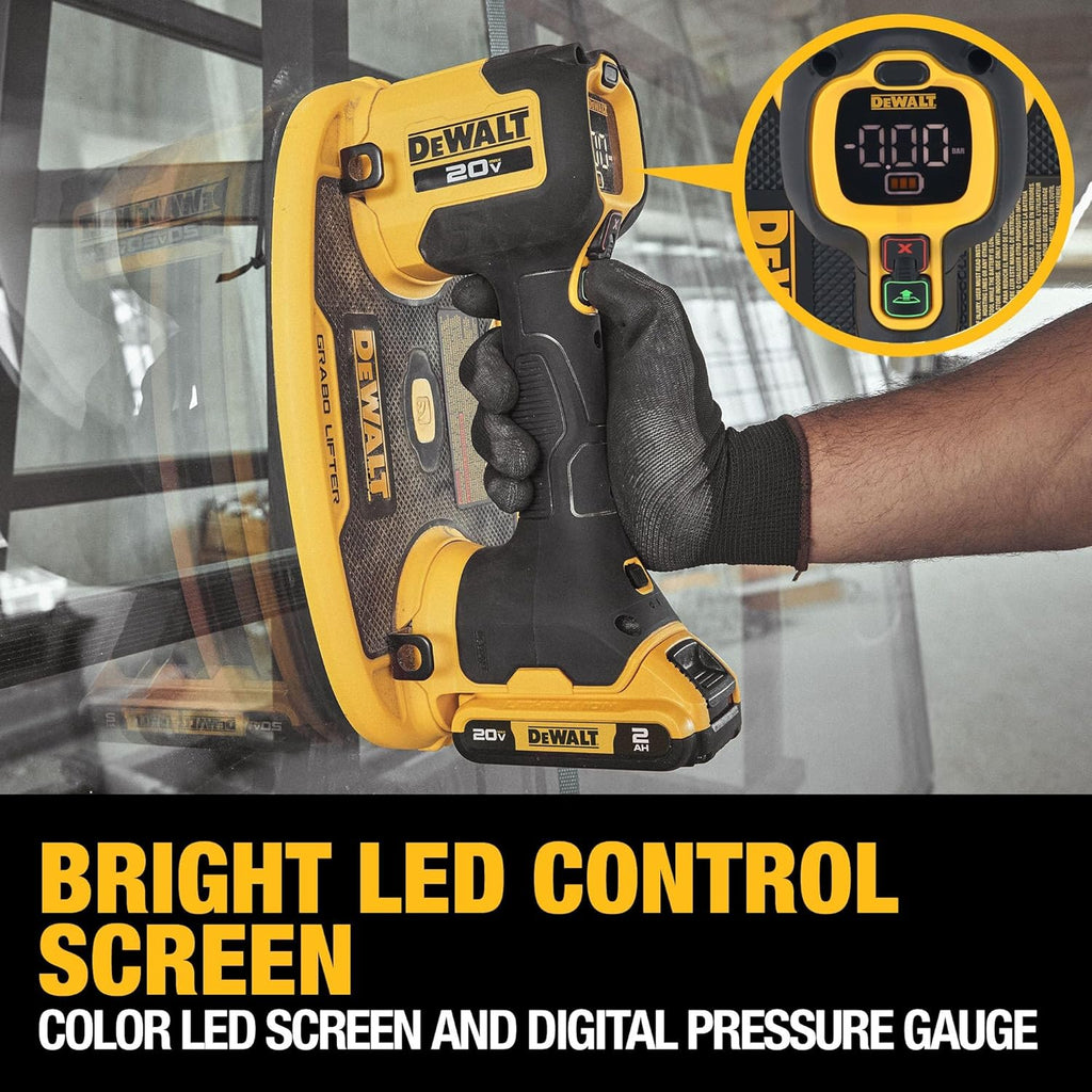 DEWALT 20V MAX Cordless GRABO Suction Lifter Kit with Battery and Charger Included, Lift-load Capacity of Up to 265 lbs. (DCE592D1)