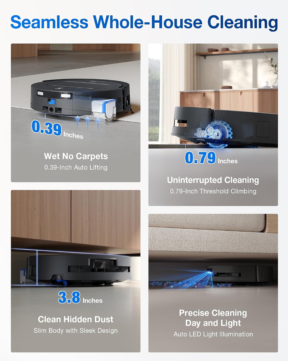 ECOVACS DEEBOT T80 Omni Robot Vacuum and Mop, Instant Self-Cleaning OZMO Roller Mop, TruEdge Deep Cleaning, AI Navigation, 18,000Pa Suction and ZeroTangle 3.0 for Pets and Carpets