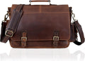 18-Inch Brown Premium Leather Messenger Bag for Men & Women - Briefcase, Camera & Laptop, Crossbaody, Handbag, Shoulder, Travel Bag