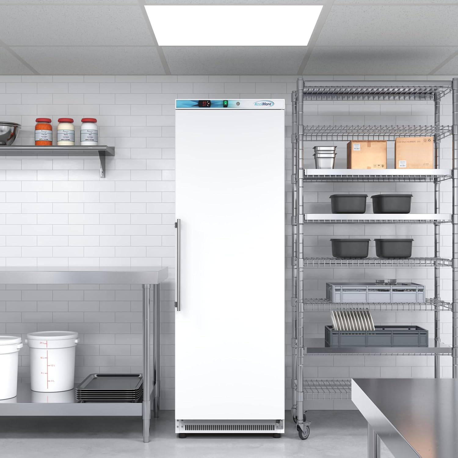 KoolMore 12 Cu. ft. Commercial Reach in Refrigerator with Solid Door, ETL Listed in White