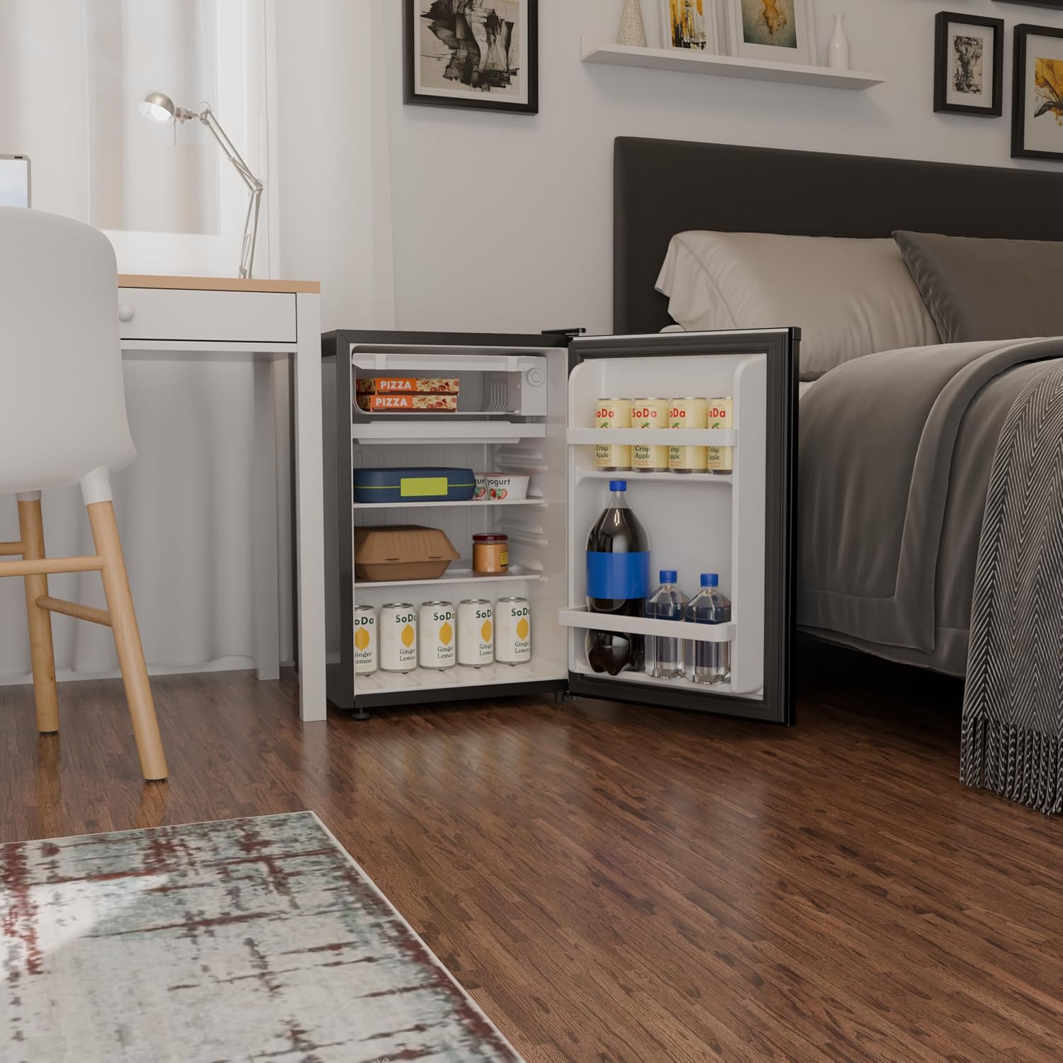 Avanti 2.5 Cu. Ft. Mini Fridge Compact Refrigerator for Dorm, Office & Bedroom, Chiller Compartment, Glass Shelf, Reversible Door, ENERGY STAR, Black