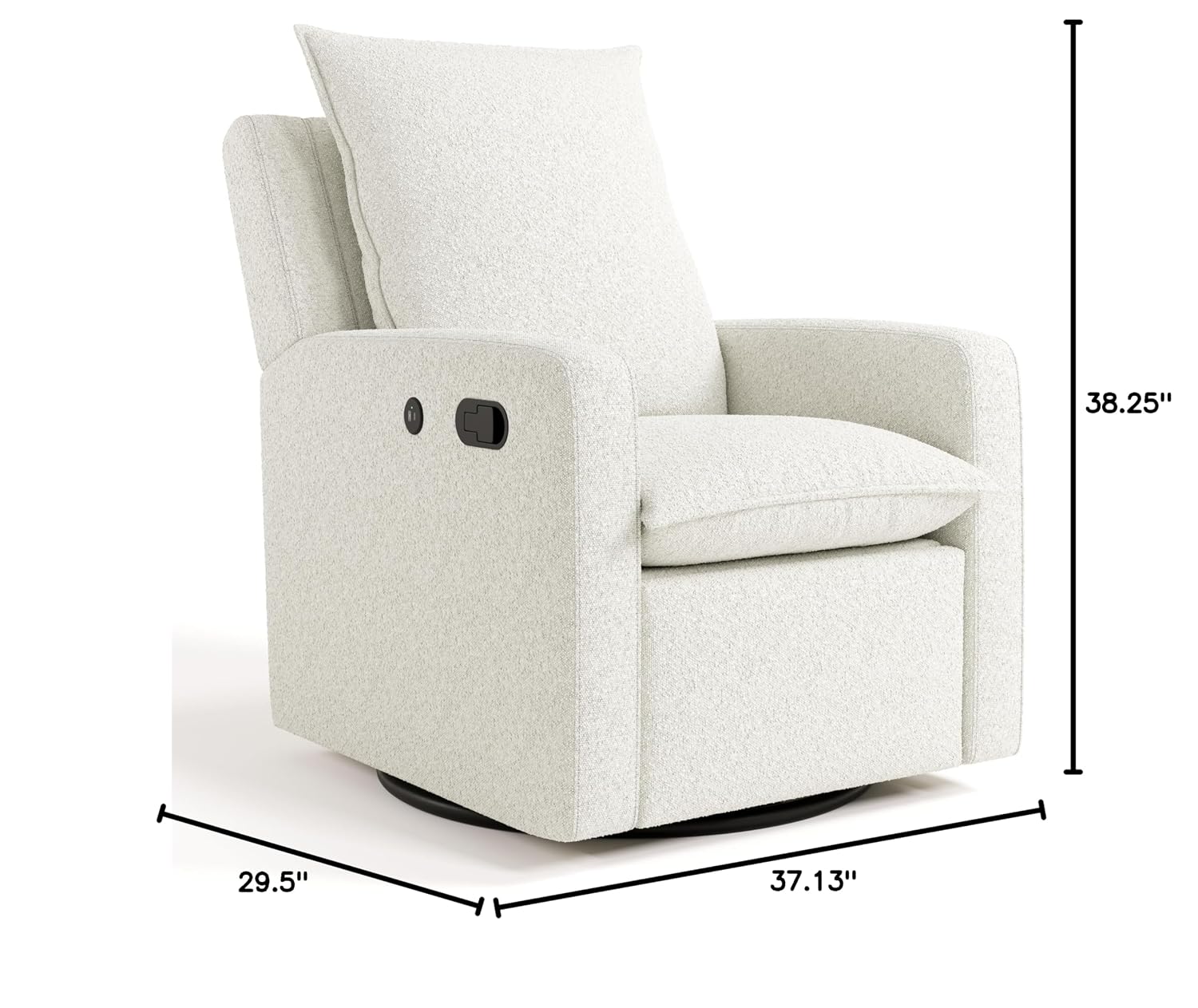 Storkcraft Timeless Recliner Glider with USB Charging Port (Ivory Boucle) - Ultimate Nursery Rocking Chair, Baby Glider Chair for Nursery, 360° Swivel Recliner, Plush Upholstery