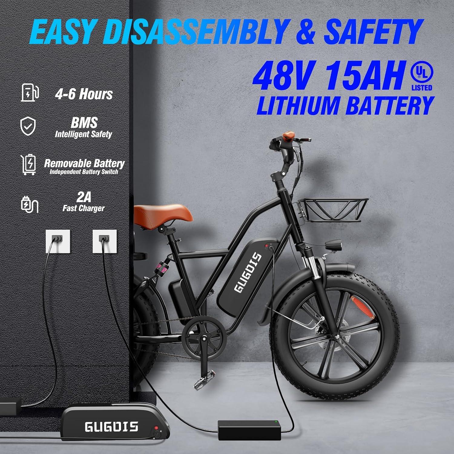 GugoIs 2 Seater Electric Bike for Adults, 750/1000W & 28/30 MPH E-Bike with 748.8/960 Wh Removable Battery, 16/20' Commuter Ebikes, 25-60 Miles, Full Suspension Adults Electric Bicycles