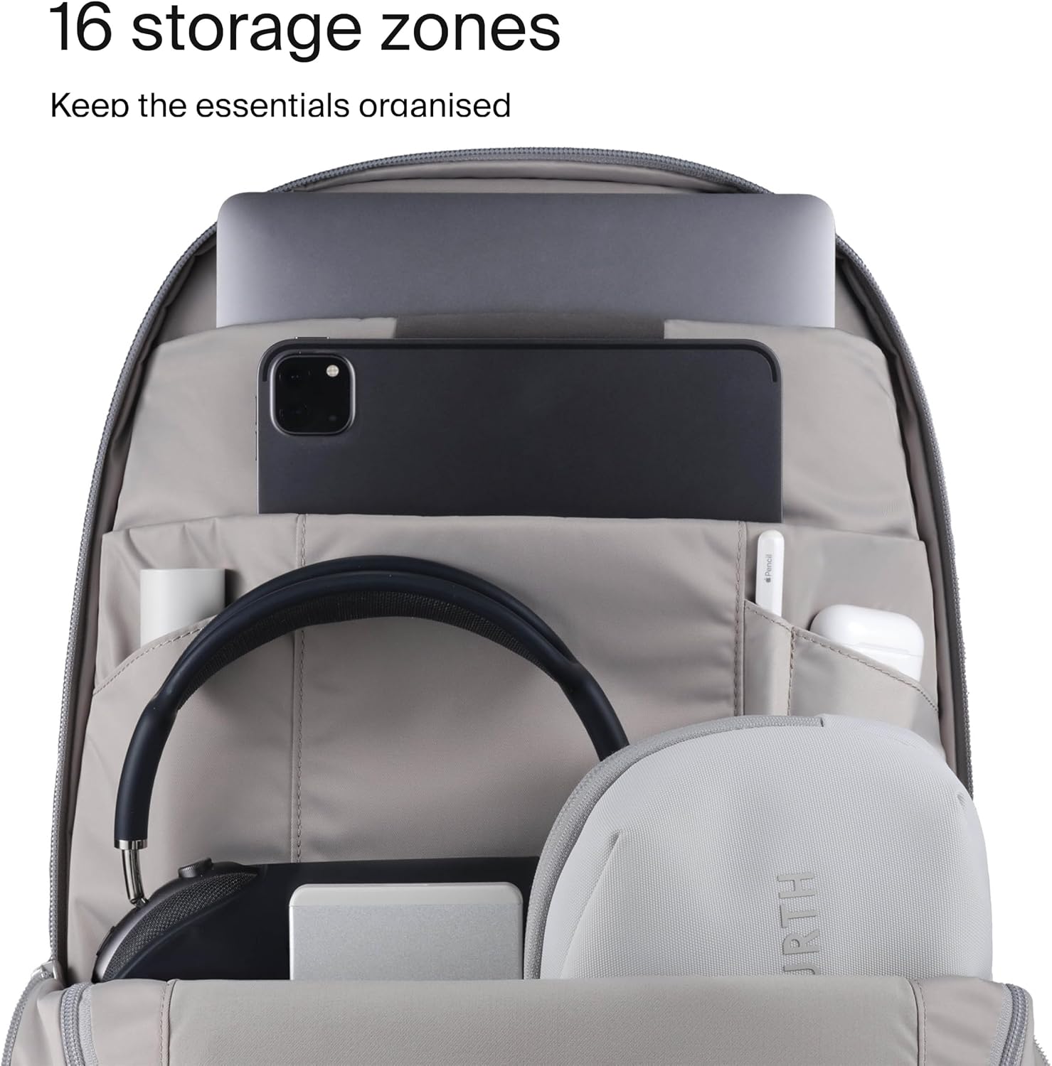 Urth Arkose 20L Modular Backpack + 3.7L Camera Insert - Water Resistant, Anti-Theft, Recycled Bag for DSLR/SLR/Mirrorless, 13-16 Inch Laptop in Ash Grey