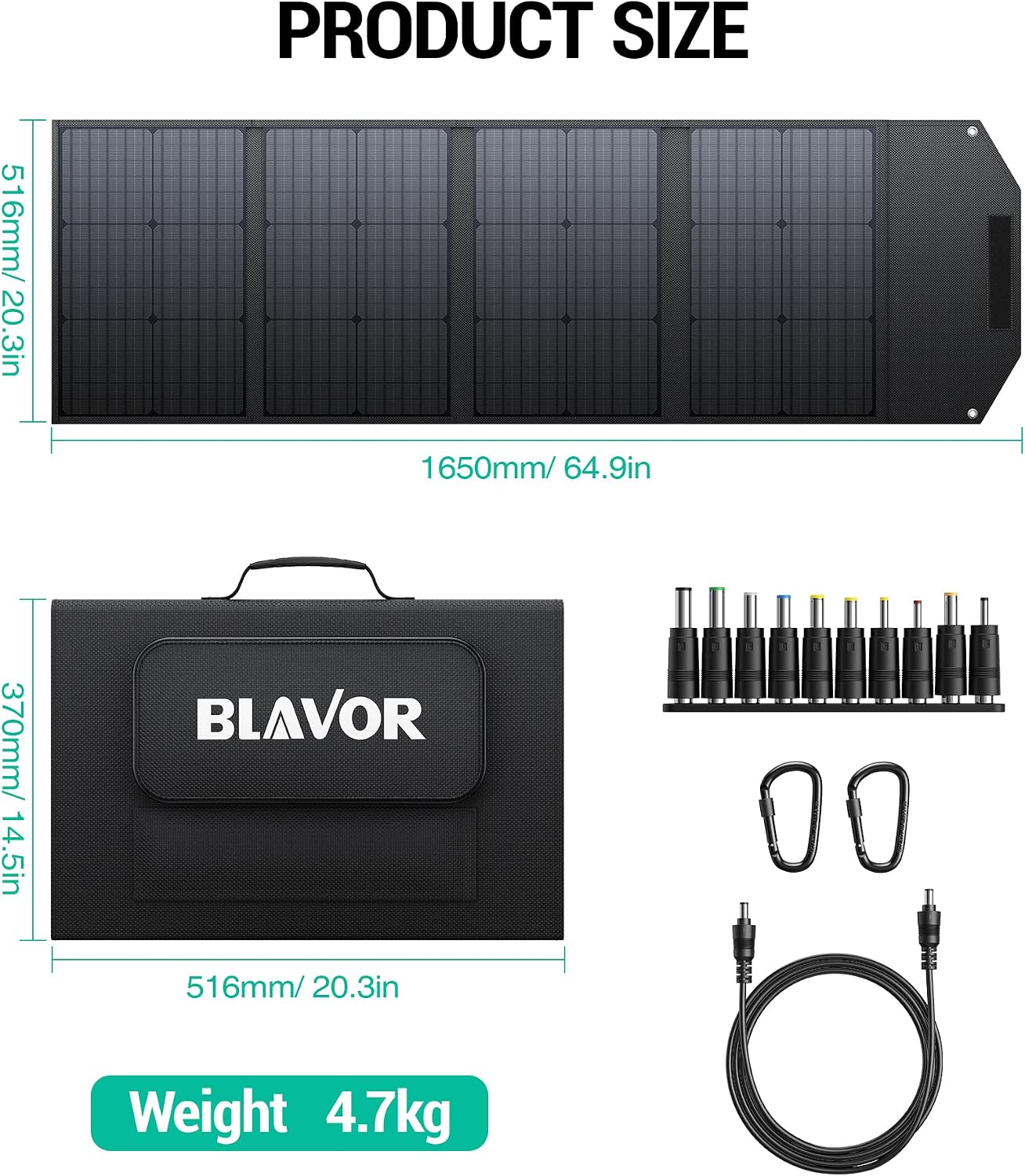 BLAVOR 120W Portable Solar Panel PD45W QC3.0 Fast Solar Charger DC18V 6.67A USB A&C Output Compatible with Power Stations, Solar Generators, Phones, Tablets, for RV Camping, Off-Grid Road Trips