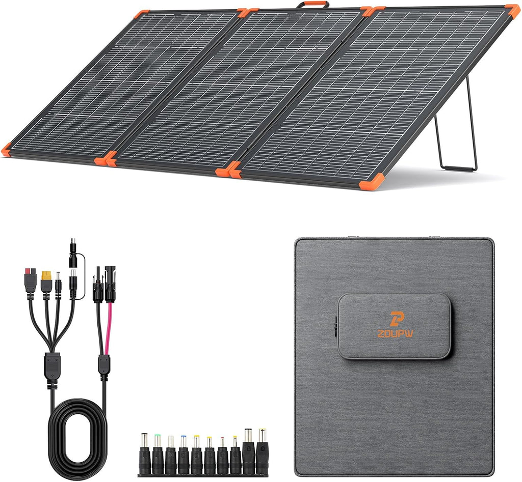 ZOUPW 230W Bifacial Portable Solar Panel, N-Type 16BB 25% Efficiency Foldable Solar Charger for Jackery/EcoFlow Delta/Bluetti/Anker C1000, IP68 Waterproof for RV Camping Off-Grid Emergency Power