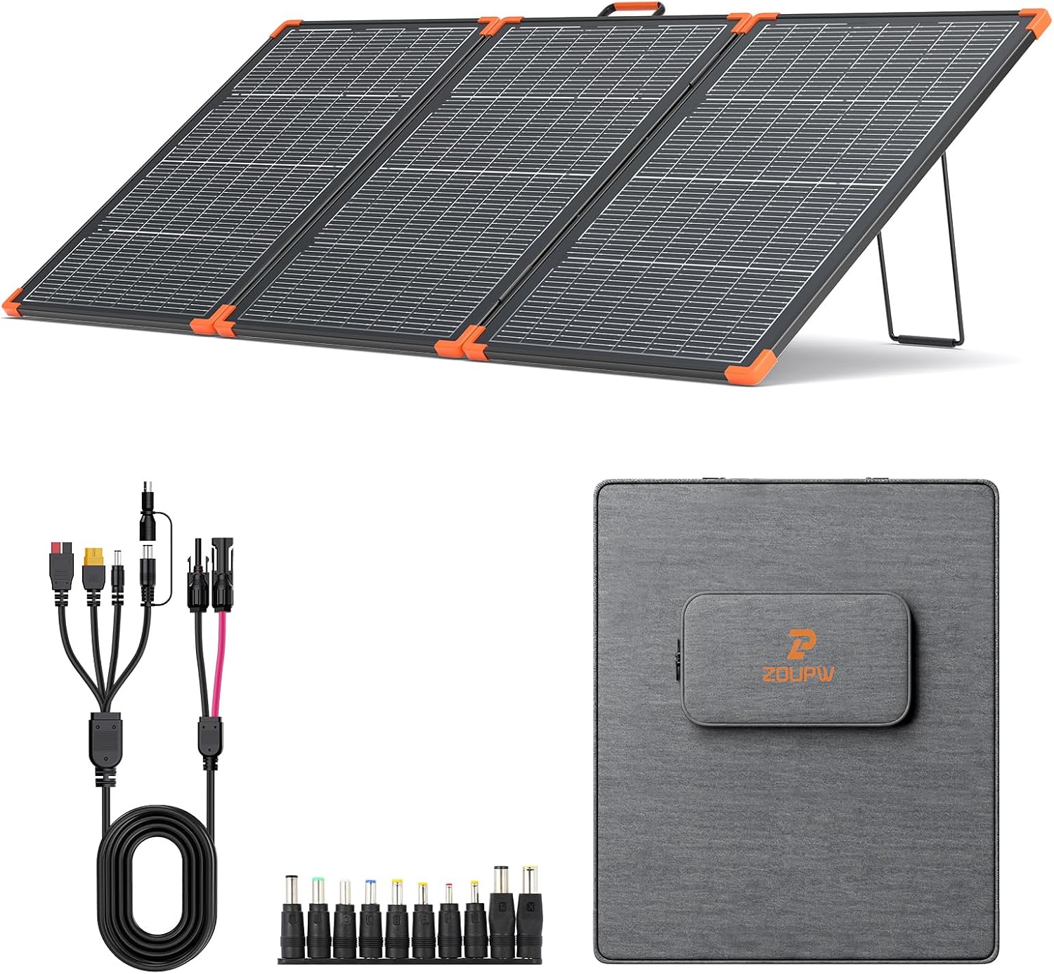 ZOUPW 230W Bifacial Portable Solar Panel, N-Type 16BB 25% Efficiency Foldable Solar Charger for Jackery/EcoFlow Delta/Bluetti/Anker C1000, IP68 Waterproof for RV Camping Off-Grid Emergency Power