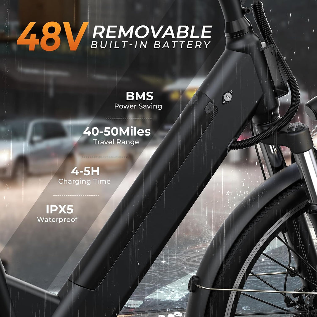 Electric Bike for Adults,26' Step-Thru EBike with 1000W Peak Motor,50 Miles 20MPH Adult Electric Bicycles with 48V Internal Removable Battery, Adjustable Stem,7 Speed,UL 2849 Certified