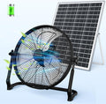18' Portable Battery Operated Solar Fan, Rechargeable Floor Fan, Hi-Velocity Cordless Camping Fan, USB Phone Charge, 12-60H Runtime, Quiet, Wireless, For Travel Shed Outdoor Home Garage Tent Car Barn