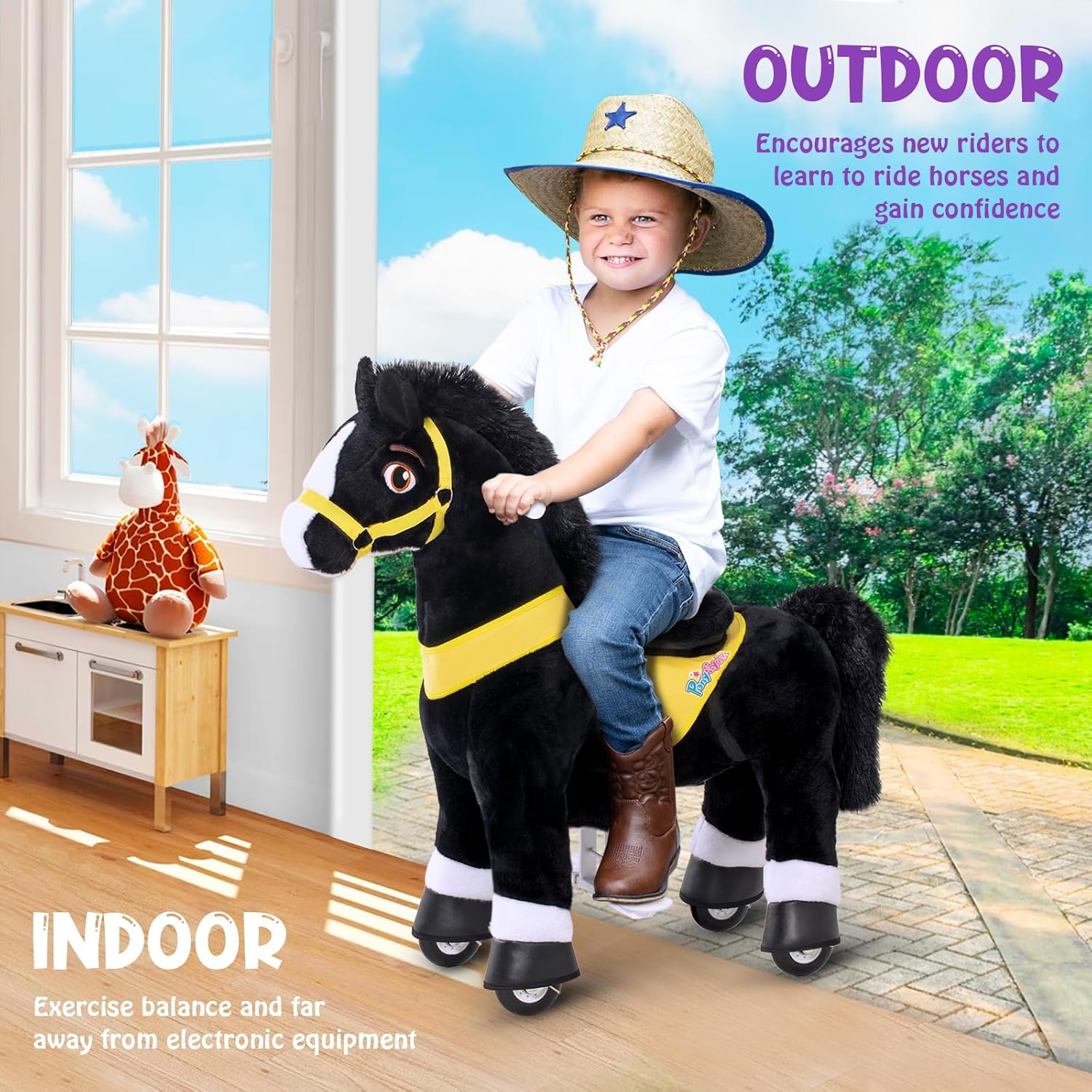 PonyCycle Pony Cycle 4-7 Ride on Pony Toy Spring Rocking Horse Riding Toy No Battery Required (35.4' Height/Size 4) Horse Rider Ride on Toys Bouncy Animals Toddlers Spirit Horse E438