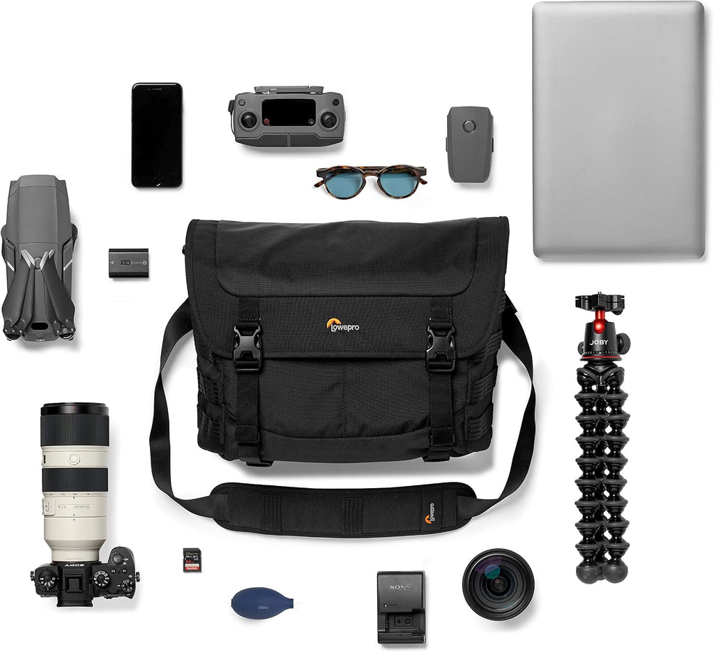 Lowepro ProTactic MG 160 AW II Mirrorless and DSLR Messenger - with QuickShelf Divider System - Camera Gear to Personal belongings - for Mirrorless Like Sony Apha9 - LP37266-PWW