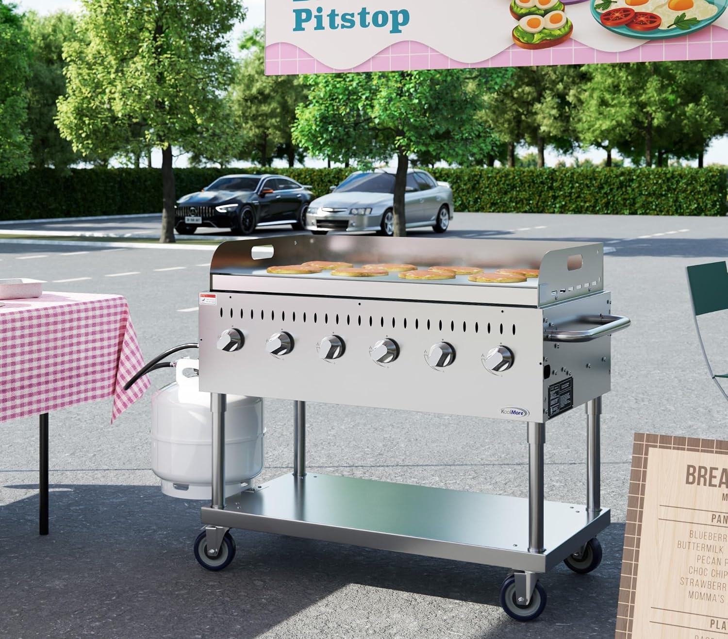 48 in. Commercial Outdoor Propane Gas Grill with Griddle, ETL Listed in Stainless-Steel (CGKIT4-48G)