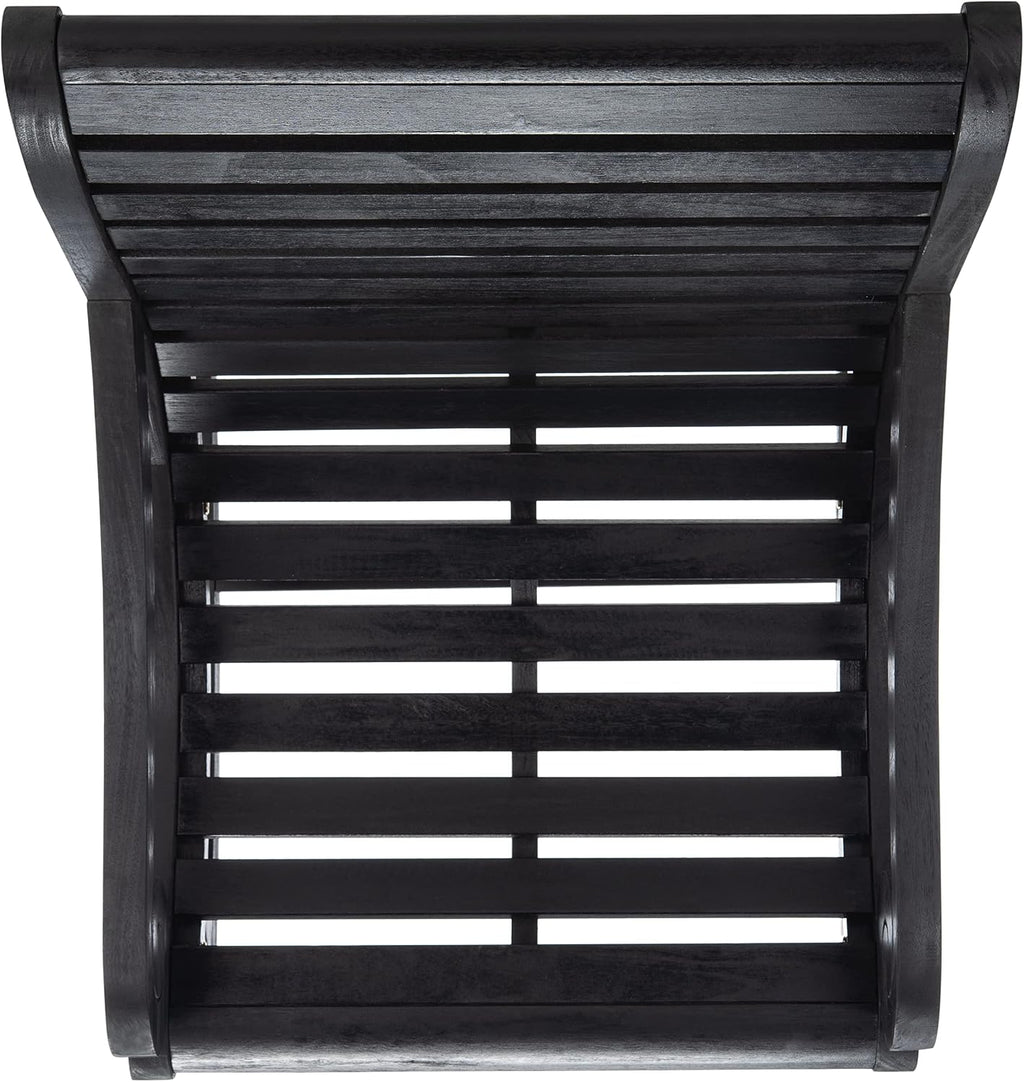 SAFAVIEH Outdoor - Sonora Rocking Chair - Black - Solid Wood - Transitional British Slatted Design - Ideal for Patio, Deck, Porch, Backyard, 17.7' Seat Height (PAT7016D)