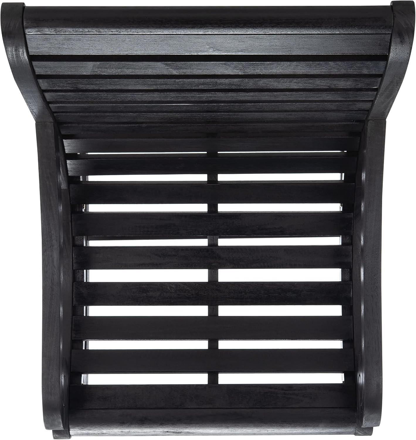 SAFAVIEH Outdoor - Sonora Rocking Chair - Black - Solid Wood - Transitional British Slatted Design - Ideal for Patio, Deck, Porch, Backyard, 17.7' Seat Height (PAT7016D)