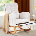 VECELO Rocking Chair Nursery, Modern Sherpa Glider Rocker Accent Arm Chair with High Back and Side Pocket, Cozy Rocking Armchair for LivingRoom, Bedroom, White