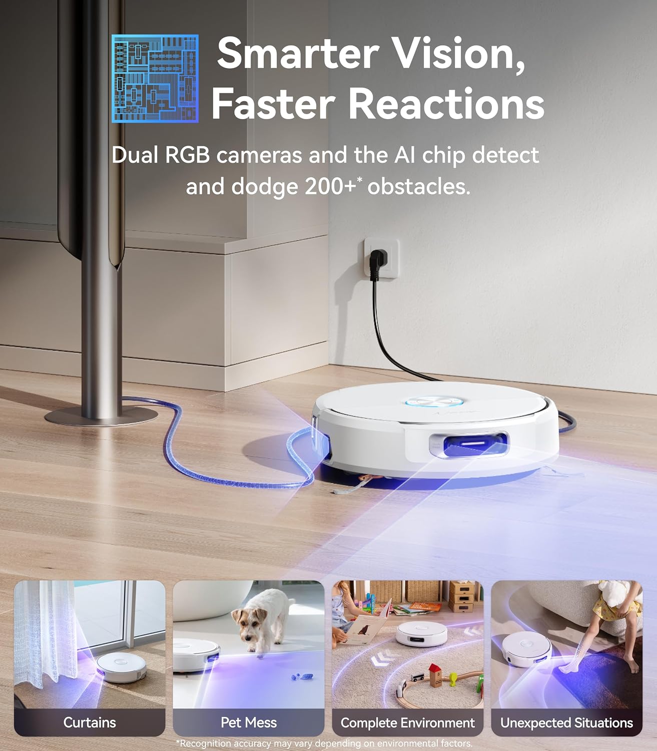 NARWAL Flow Robot Vacuum and Mop Combo, FlowWash Real-Time Self-Cleaning Track Mop, 22,000 Pa Suction, Dual-Camera AI Obstacle Avoidance, Carpet & Edge Cleaning, Self-Emptying Robot Vacuum,White