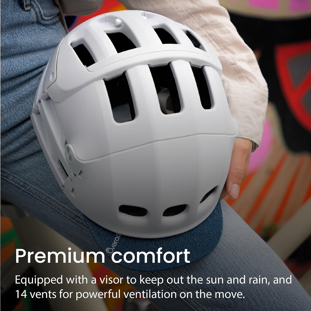 Overade Plixi Foldable Helmet - for Bike, Kick Scooter, e-Bike - Volume Divided by 3 when Folded- Same Protection as Classic Helmet
