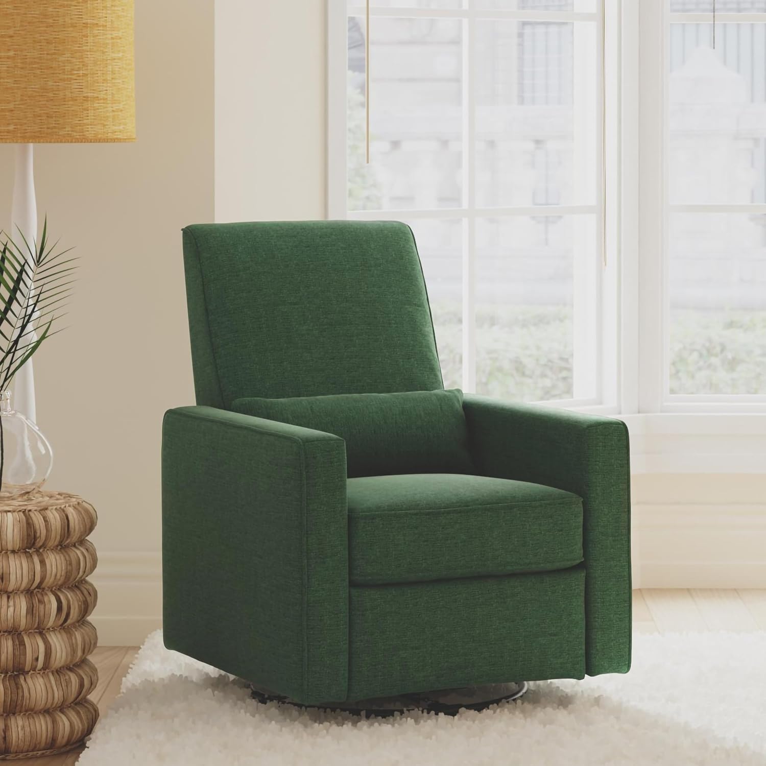 Davinci Piper Upholstered Recliner and Swivel Glider in Pine Green, Greenguard Gold & CertiPUR-US Certified