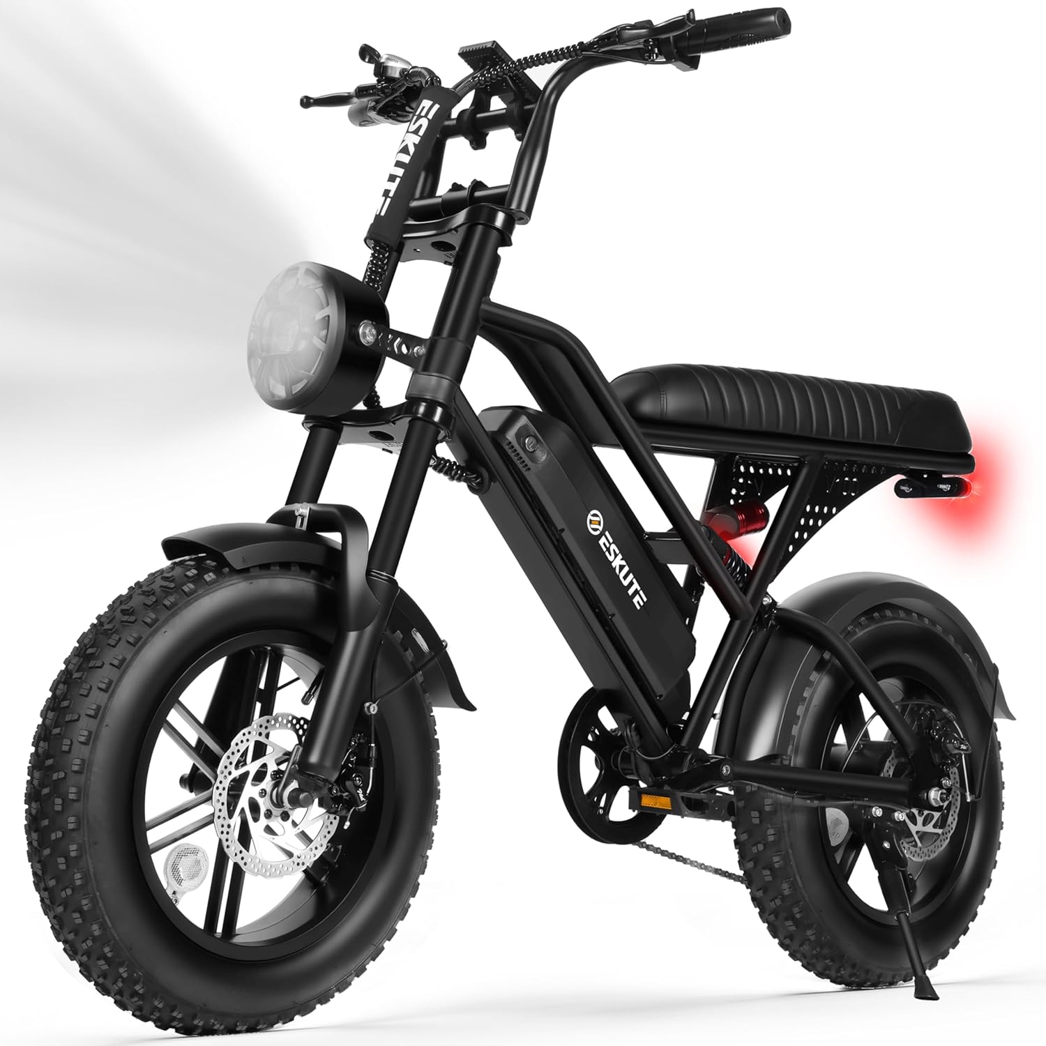 ESKUTE V100 Electric Bike for Adults, Electric Dirt Bike 1500W Peak Motor, All Terrain Dual Suspension E Bike 28MPH Top Speed, Ebike Up to 60 Miles Range, 16' Fat Tire, 48V13Ah Battery, 7-Speed