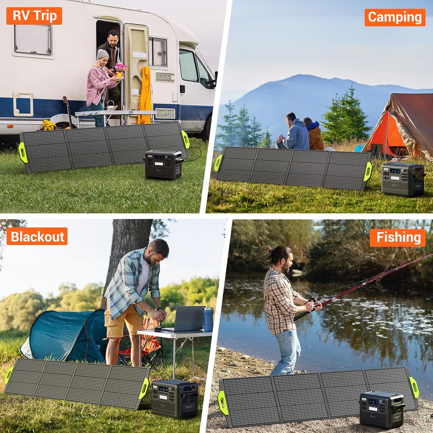 FOSSiBOT SP200 Foldable 200 Watt Solar Panel, 23.4% High Efficiency Foldable Solar Panel with Adjustable Kickstands, for Home RV, Camping