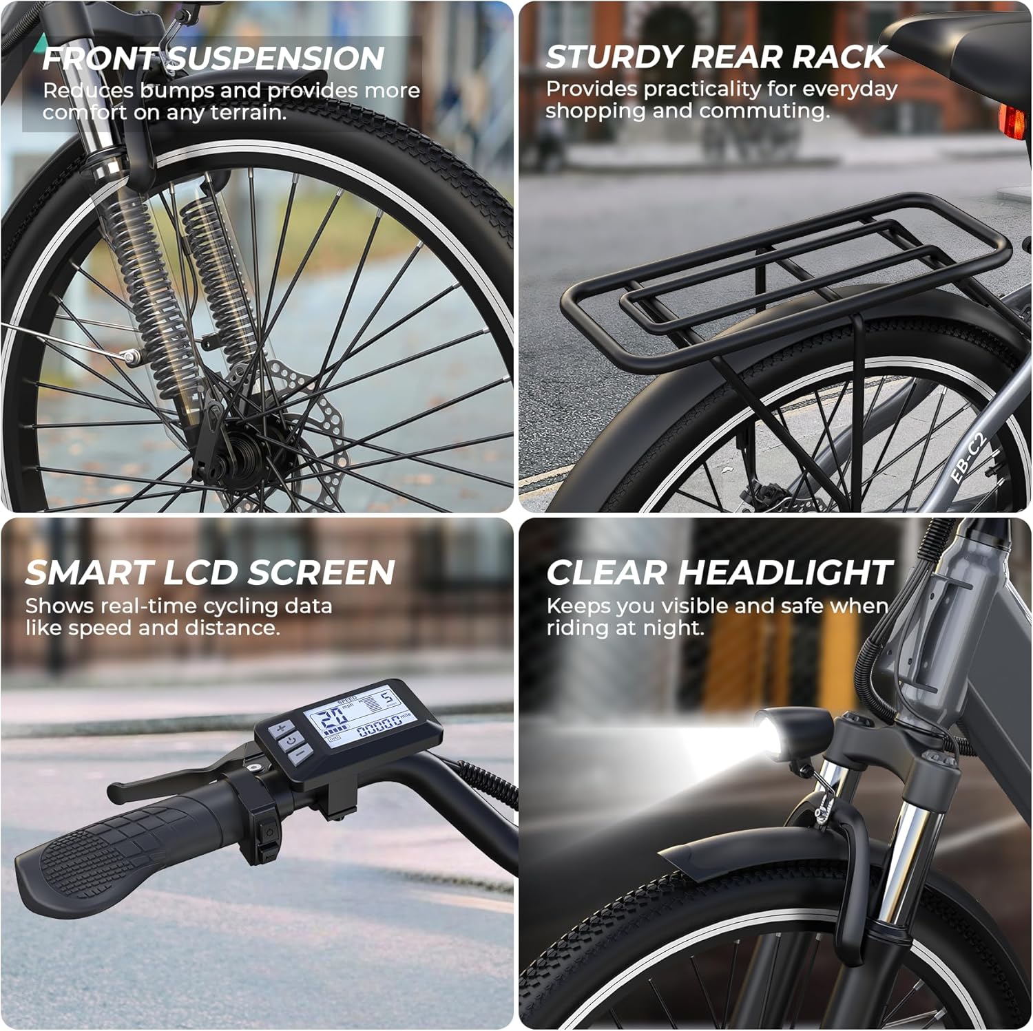 Electric Bike for Adults,26' Step-Thru EBike with 1000W Peak Motor,50 Miles 20MPH Adult Electric Bicycles with 48V Internal Removable Battery, Adjustable Stem,7 Speed,UL 2849 Certified