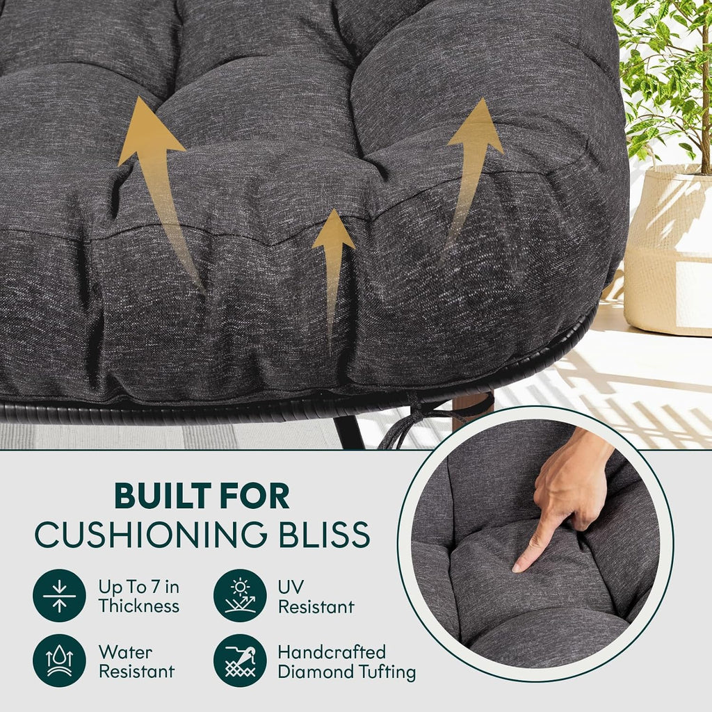 Bme Patio Rocking Chair Outdoor & Indoor, Metal Patio Lounge Rocking Chair with Thick Cushion, Comfy Modern Rocker Chair for Living Room, Porch, Backyard, Grey Cushion - Wood Texture Rocker