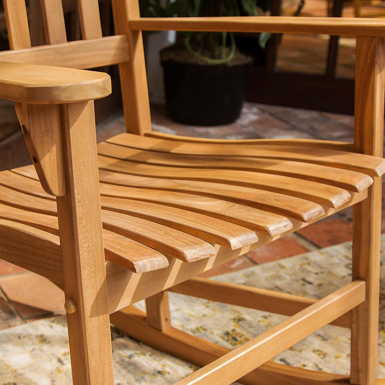 Cambridge Casual Brookside Teak Outdoor Rocking Chair Set of 2, Natural Teak