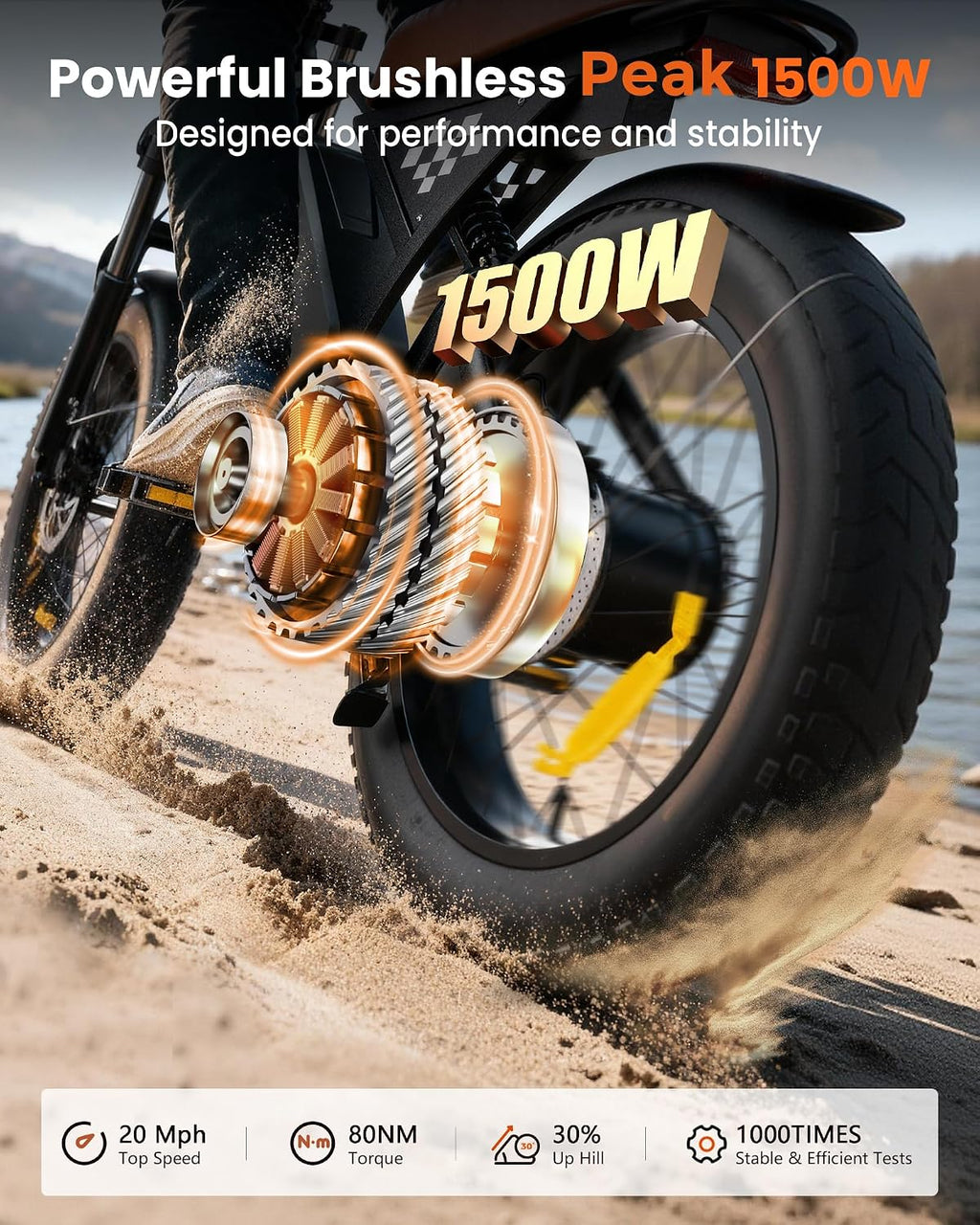 Electric Bike for Adults Teens, 1500/1000W Peak Motor Retro Electric Dirt Bike 55 Miles Pas Range, 20/16' Fat Tire 20MPH Full Suspension Banana Seat Ebikes with Pump, All-Terrain