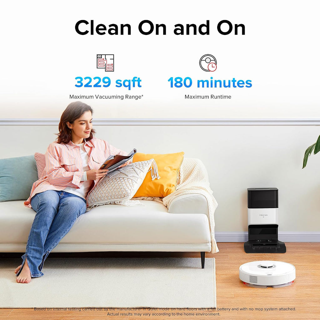 roborock Q7 Max+ Robot Vacuum and Mop, Self-Emptying up to 7 Weeks, 4200Pa Suction, 30-Level Adjustable Water Flow, PreciSense LiDAR Navigation, No-Mop & No-Go Zones, APP & Voice Control