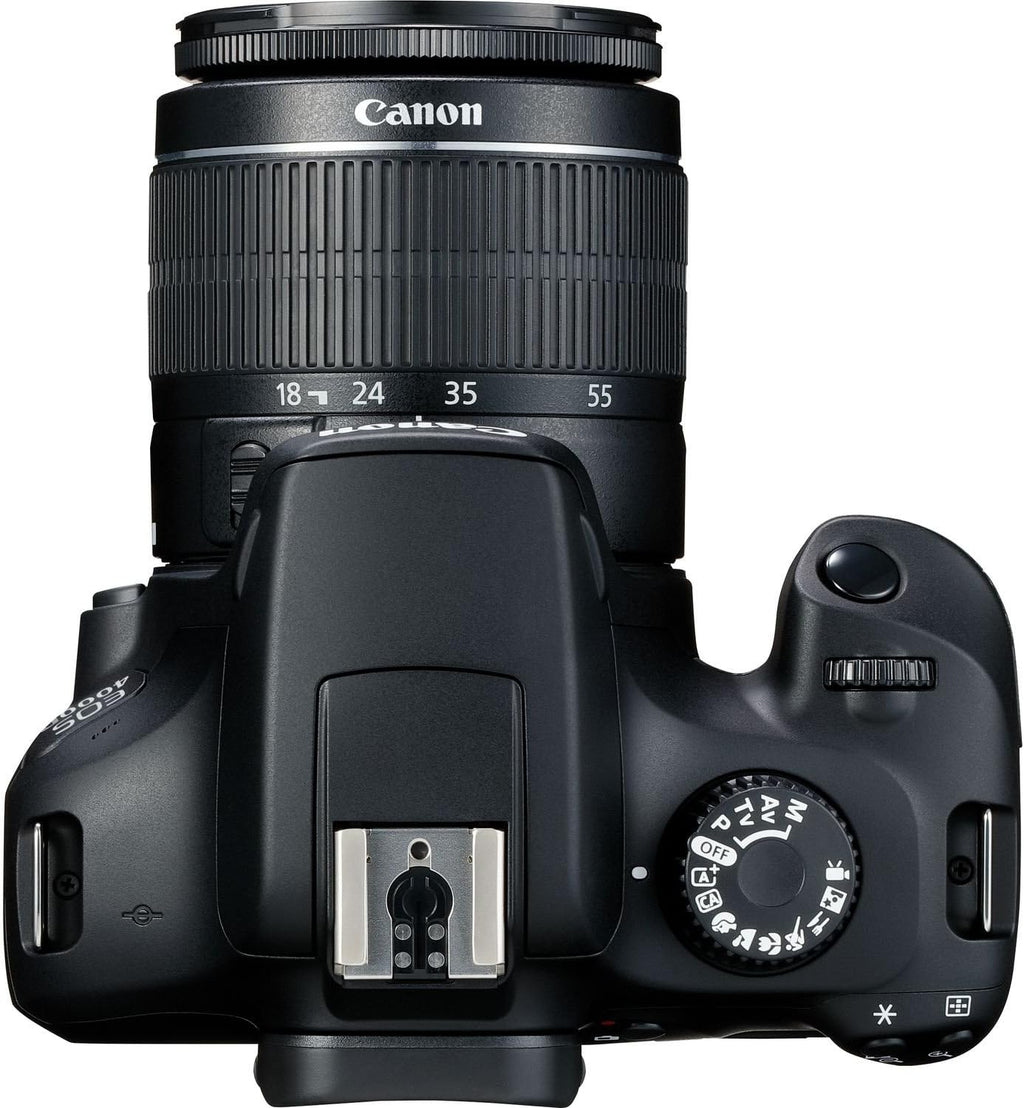 Canon EOS 4000D DSLR Camera with EF-S 18-55mm III Lens & EF 75-300mm III Lens Basic Bundle - Includes: Extended Life LPE10 Replacement Battery (1600mAh) & 2X Universal Lens Cap Keeper (Renewed)