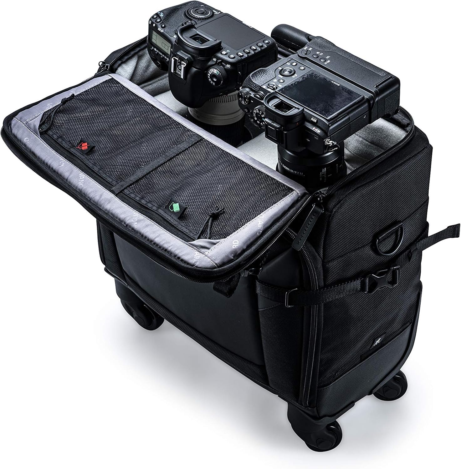 VANGUARD VEO SELECT 42T Trolley Camera Bag – Black, Airline Carry-On, Rolling Case, 15' Laptop Storage, Tripod Carry