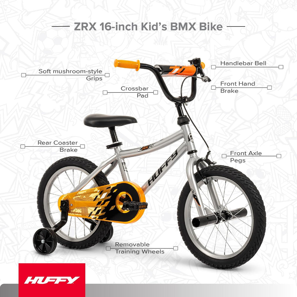 Huffy Kids 12/16 Inch Bikes, Multiple Color Options Available, Ideal for Ages 3+ Years Old, EZ Build Assembly, Removable Training Wheels, Chain Guard for Safety, Fun and Playful Designs