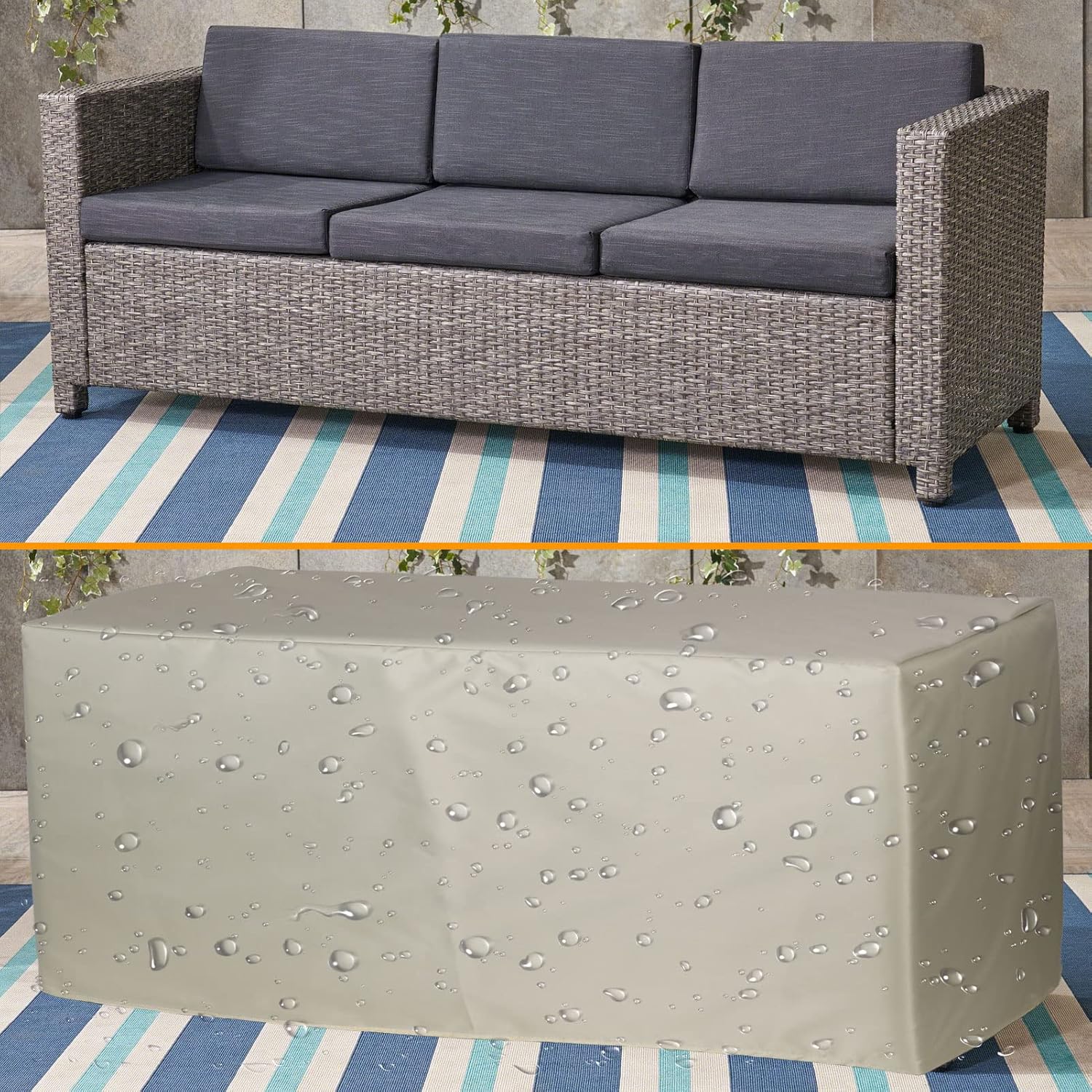 YSUEFIJO Patio Furniture Cover Rectangle 138x102x28in Garden Furniture Covers Waterproof for Rectangle Square Sofa Dining Table and Chairs, Beige Durable 420D Oxford Fabric with Storage Bag