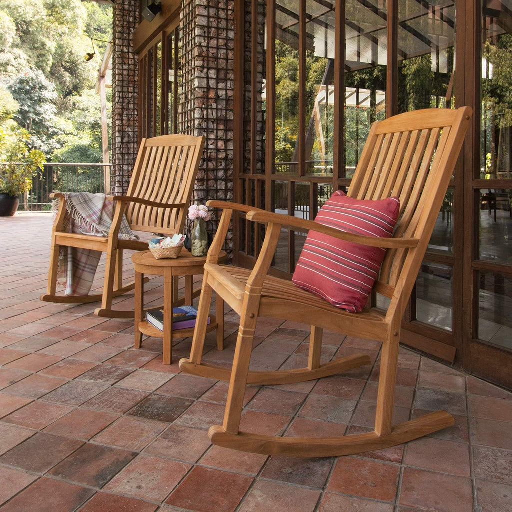 Cambridge Casual Arie Teak Wooden Rocking Chair, Durable Outdoor Rocker for Patio, Deck, and Porch – Stylish and Comfortable Wooden Rocking Chair for Relaxing in Outdoor Spaces