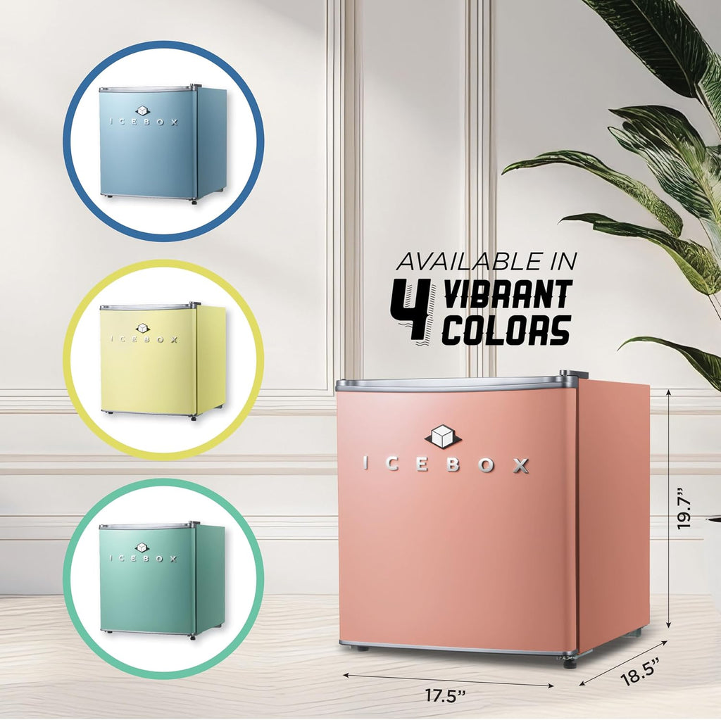 ICEBOX 1.7 Cu. Ft. Compact Refrigerator, ENERGY STAR Certified Small Refrigerator, Single Door Mini Fridge with Freezer, R600a Refrigerant,IBCR17BLS, Blush Red