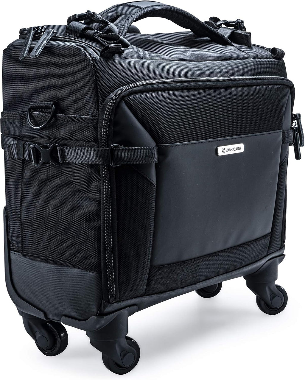 VANGUARD VEO SELECT 42T Trolley Camera Bag – Black, Airline Carry-On, Rolling Case, 15' Laptop Storage, Tripod Carry