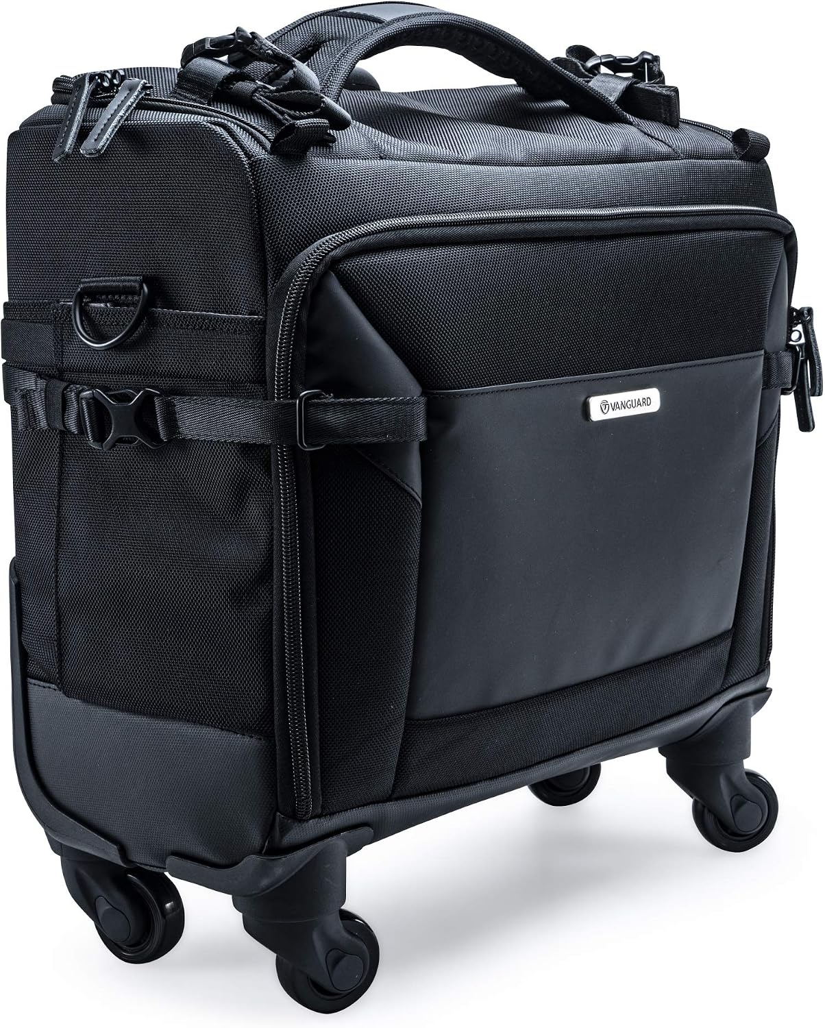 VANGUARD VEO SELECT 42T Trolley Camera Bag – Black, Airline Carry-On, Rolling Case, 15' Laptop Storage, Tripod Carry