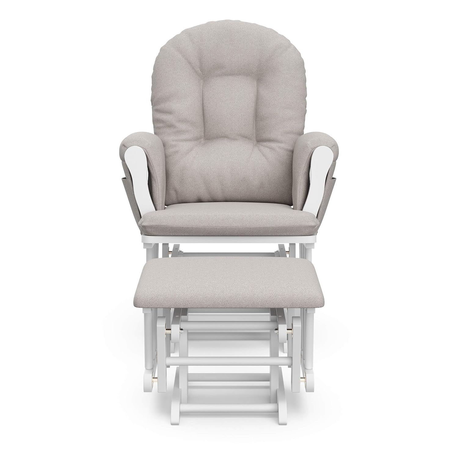 Storkcraft Premium Hoop Glider & Ottoman (White/Taupe Swirl) — GREENGUARD Gold Certified Nursery Glider, Solid Wood Craftsmanship, Smooth-Gliding Nursery Chair and Ottoman, Award-Winning