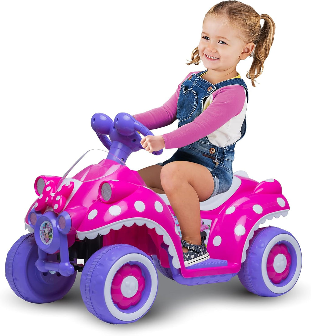 Kid Trax Toddler Disney Minnie Mouse Quad Ride-On, Kids 18-30 Months, 6V Battery and Charger Included, Max Weight 45 lbs, Hot Pink