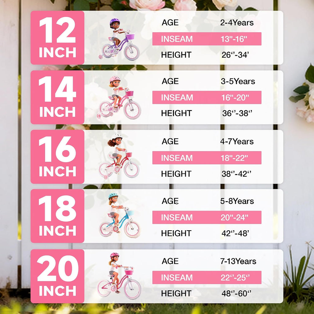RoyalBaby Girls Bike with Training Wheels, Stargirl Kids Bicycle 12 Inch Toddlers to Big Kids 3-4 Years, Star Pink