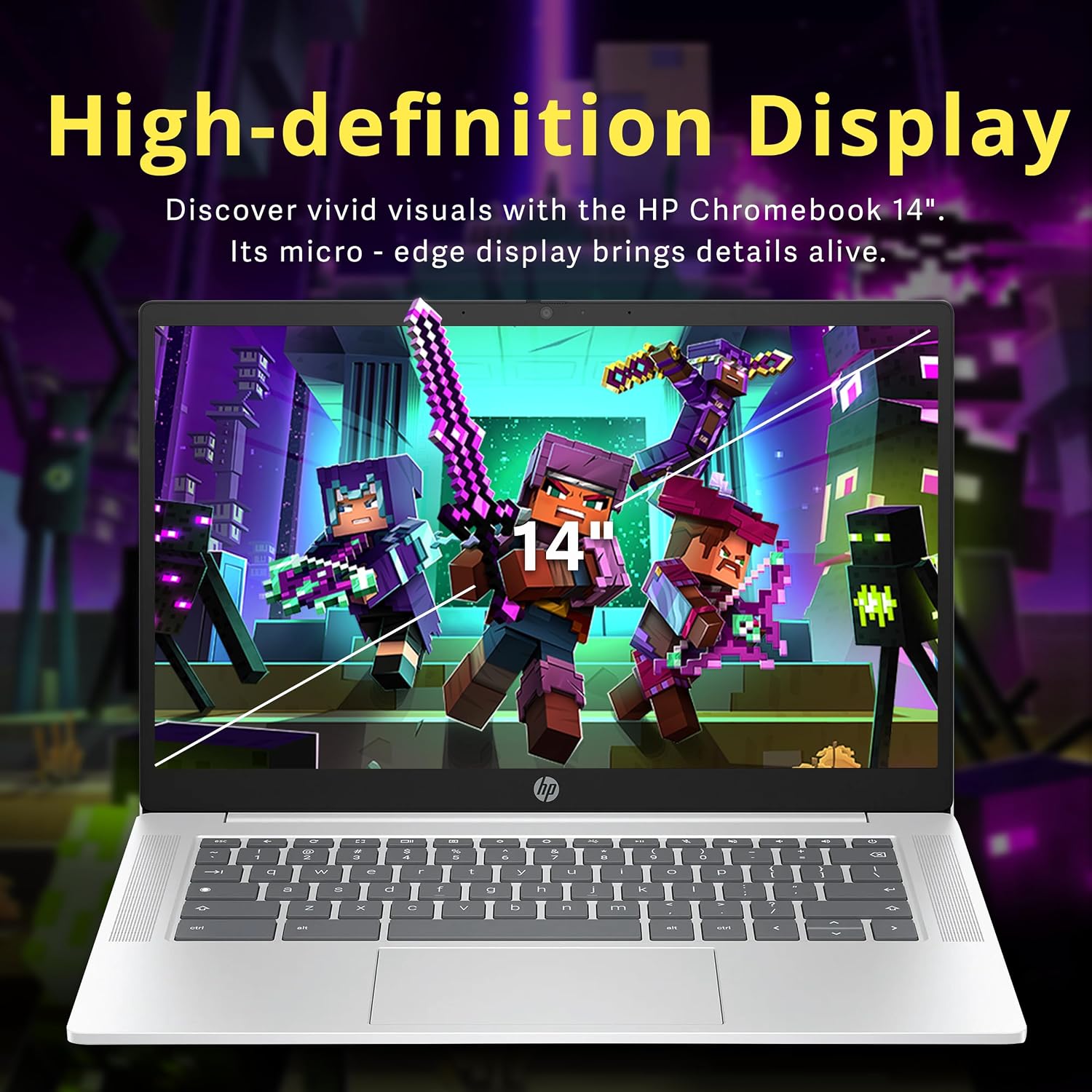 HP 14' HD Anti-Glare Chromebook Laptop, Intel N200 Processor, 4GB LPDDR5, 288GB Storage (128GB eMMC+160GB Docking Station Set), Intel UHD Graphics, Wi-Fi 6, Webcam, Chrome OS, Silver