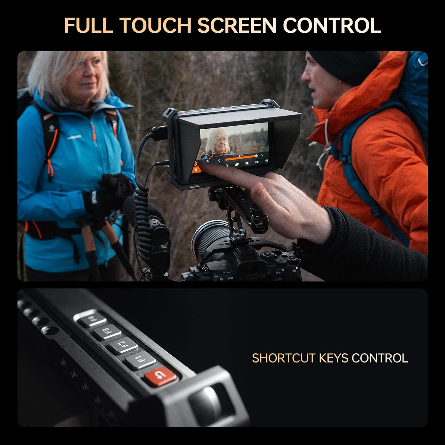 VILTROX DC-X3 6 Inch Camera Field Monitor 2000nits FHD 1920x1080 IPS Touchscreen with 4K HDMI/3G-SDI Loop in/Out, 3D LUTs Video Peaking Focus Assist Waveform, Cold Shoe Mount, Sunshade Hood, Battery