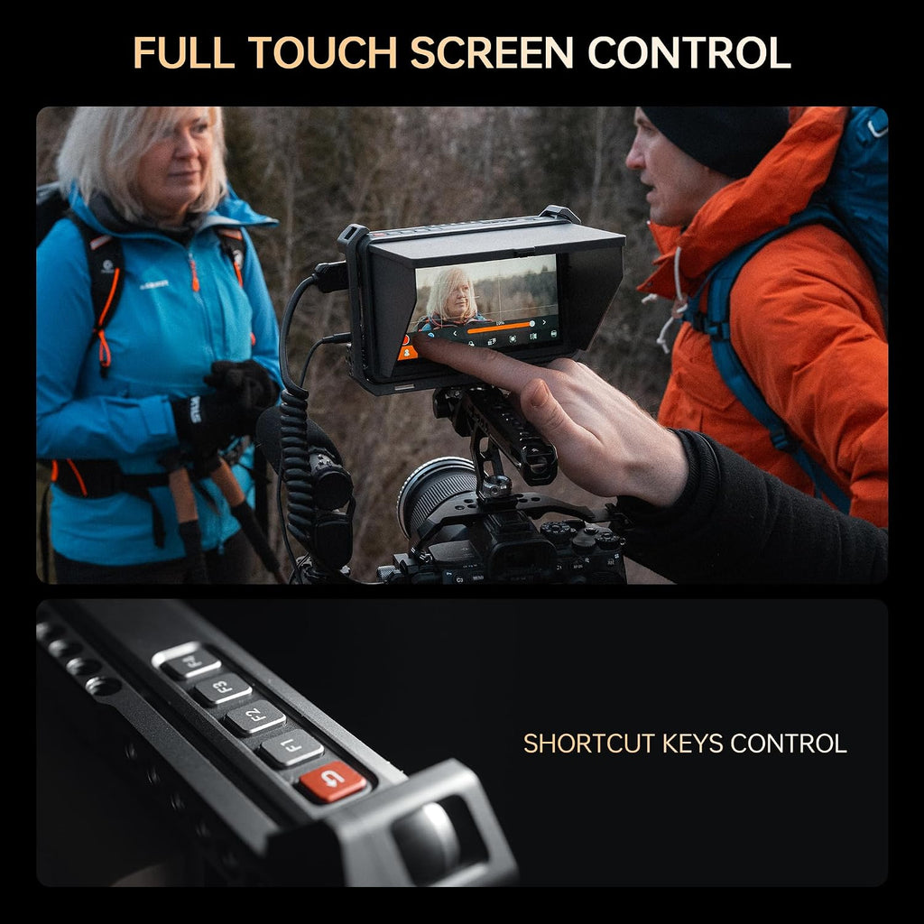 VILTROX DC-X2 6' Camera Field Monitor 2000 Nits HD1920x1080 IPS Touchscreen DSLR Camera Monitor with 3D LUTs, 4K HDMI Loop in/Out with Peak Focus Video Assist Waveform, NP-F550 Battery & Sunshade Hood