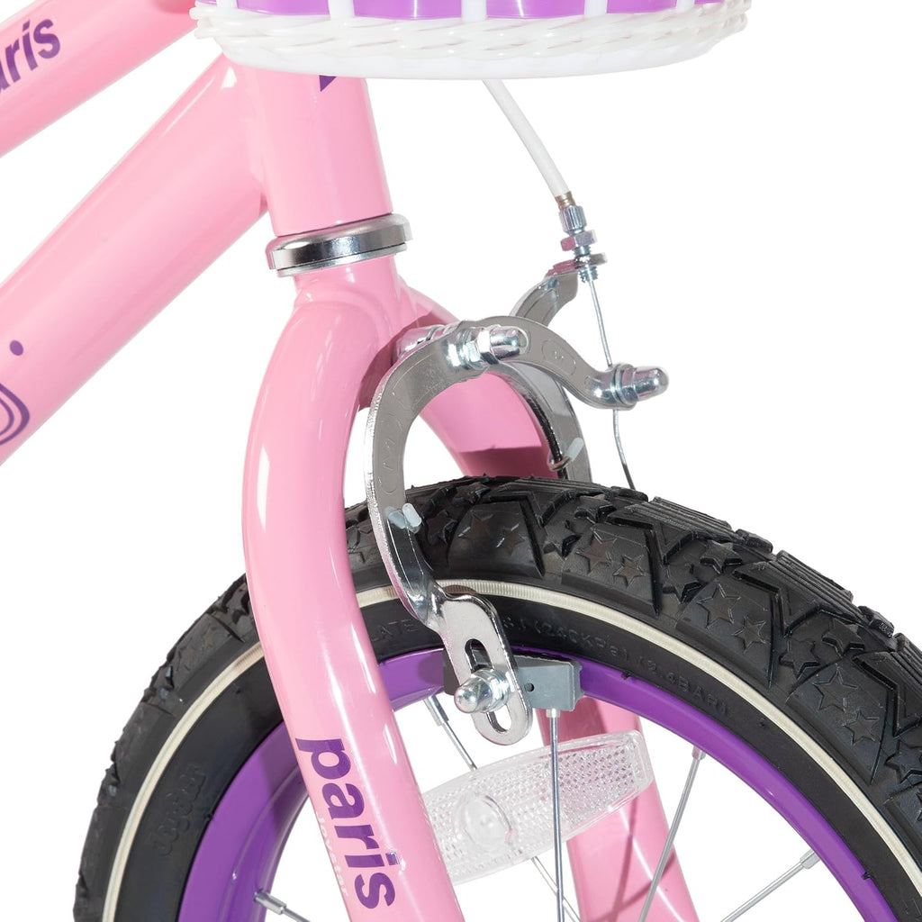 JOYSTAR Paris Girls Bike for Ages 3-8 Years Old, 14 16 18 Inch Kids Bike with Training Wheels, Basket and Handbrake, Multiple Colors