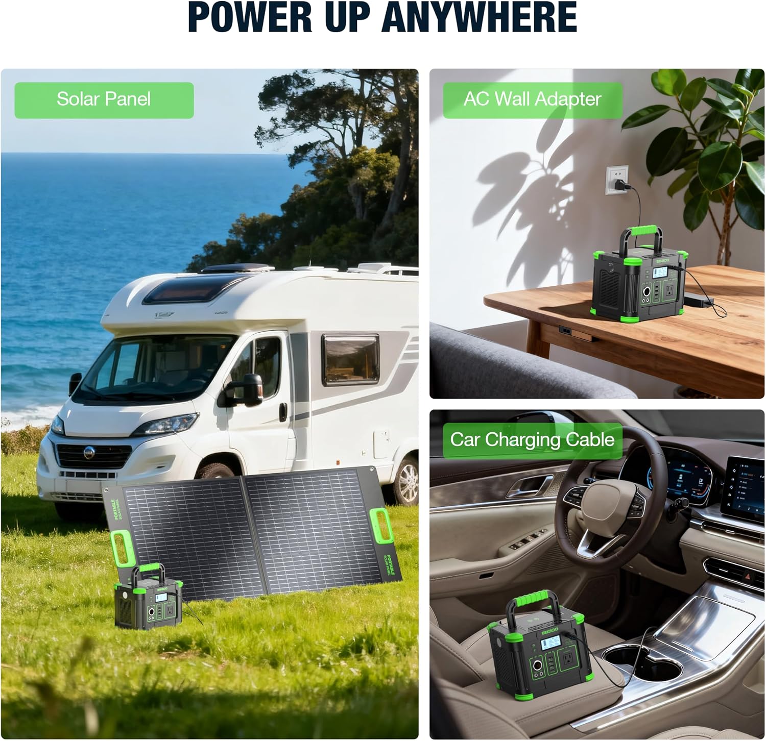 Portable Power Station 330W Solar Generator 288Wh, 60W USB-C PD Fast Charging, Pure Sine Wave AC Outlet, 5W Wireless Charger, LED for RV Camping, CPAP Emergency Backup & Off-Grid Living (Peak 600W)